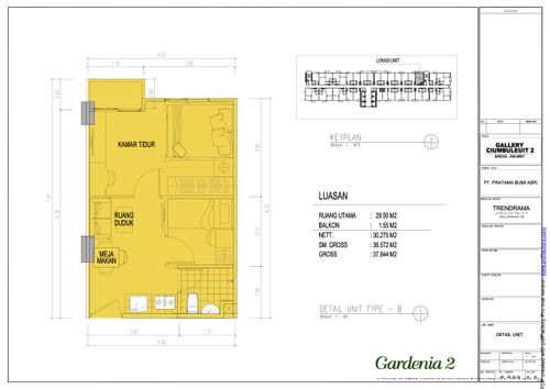foto denah rumah tipe GARDENIA-2 perumahan GALERI CIUMBULEUIT APARTMENT - 2