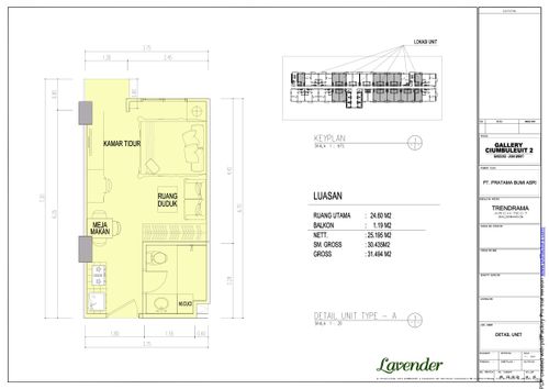 foto denah rumah tipe LAVENDER perumahan GALERI CIUMBULEUIT APARTMENT - 2