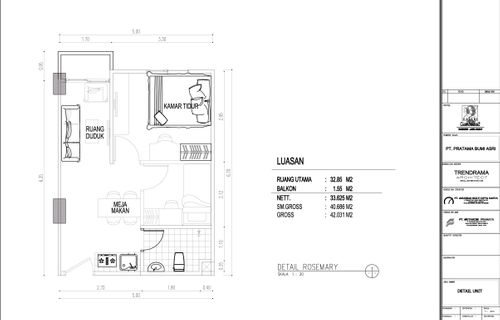 foto denah rumah tipe ROSEMARY perumahan GALERI CIUMBULEUIT APARTMENT - 2