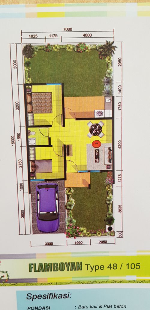 foto denah rumah tipe 48 perumahan Serpong Green Park 2