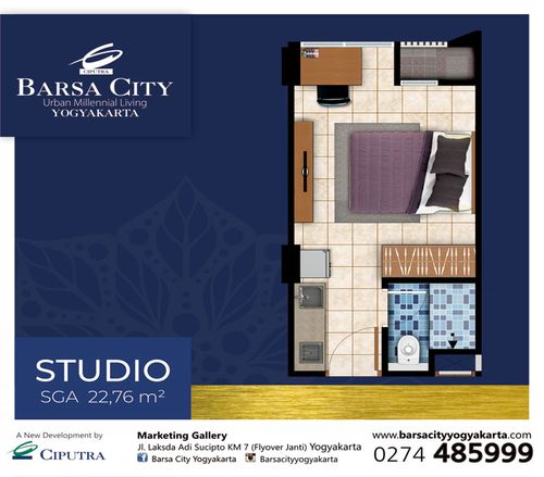 foto denah rumah tipe STUDIO perumahan Barsa City Tower Cornell