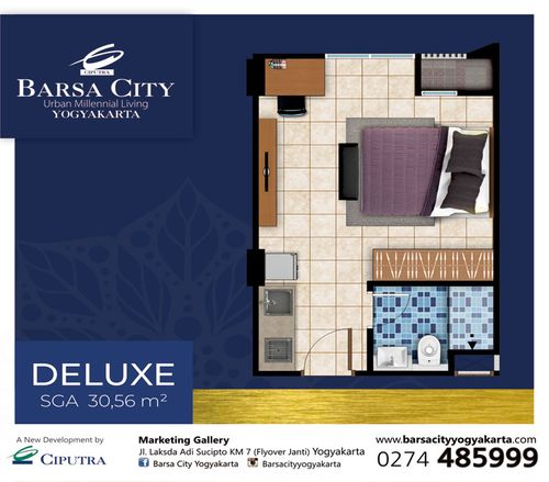 foto denah rumah tipe DELUXE perumahan Barsa City Tower Cornell