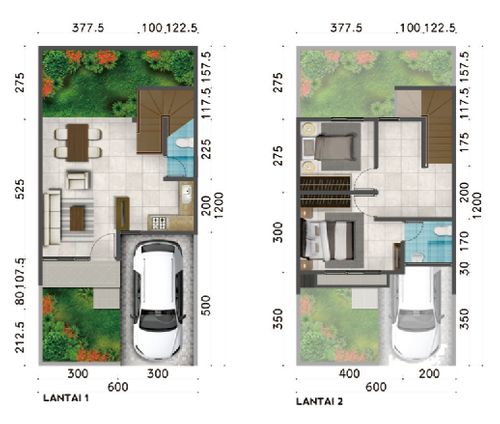 foto denah rumah tipe Peach Huk 69/120 perumahan Magnolia Residence