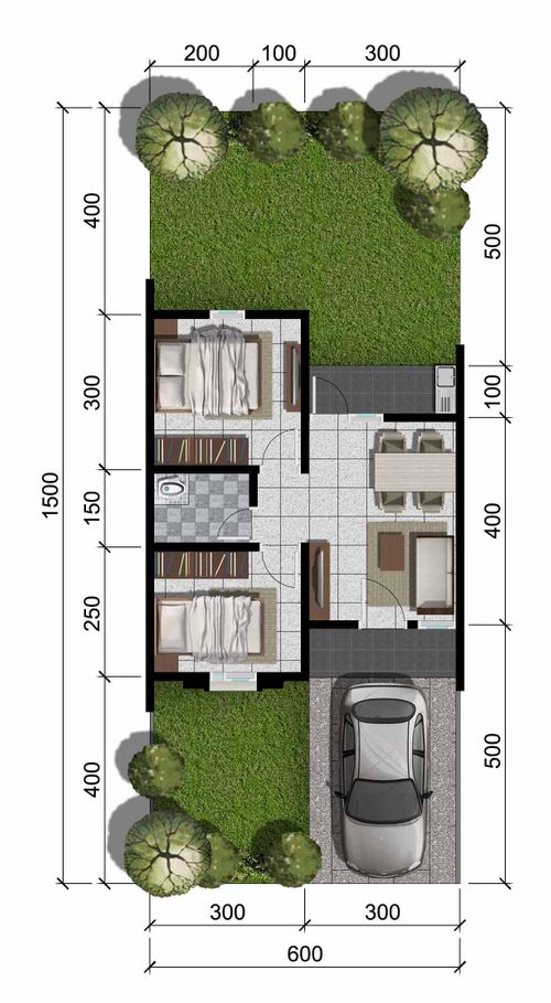 foto denah rumah tipe Ebony 3 Hoek perumahan CitraIndah City