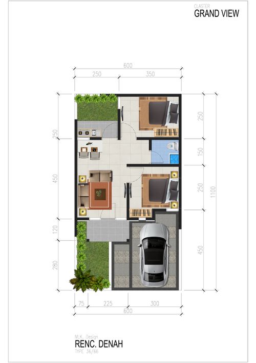 foto denah rumah tipe GRND 36/66 perumahan Indraprasta View