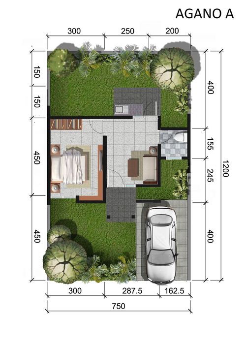foto denah rumah tipe AGANO A perumahan CITRAHARMONI - CLUSTER RIVERSIDE