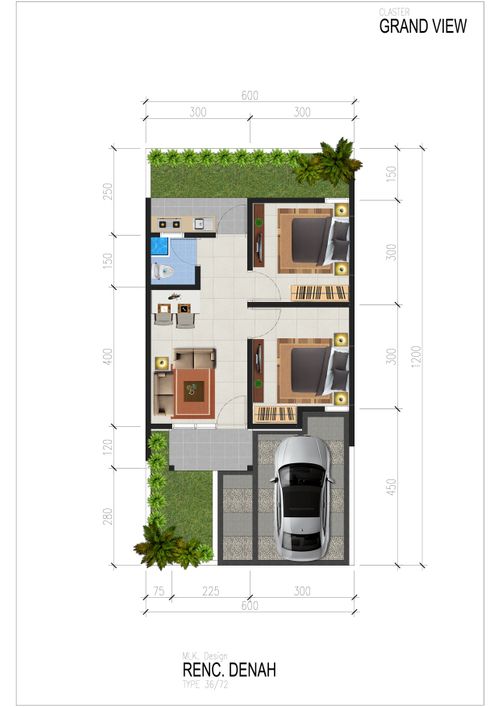 foto denah rumah tipe GRND 36/72 perumahan Indraprasta View