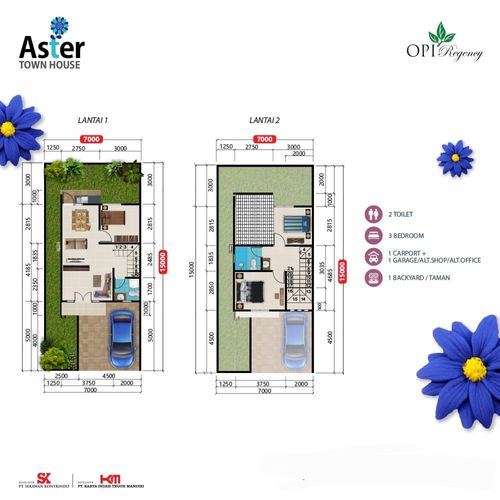 foto denah rumah tipe Town house aster perumahan OPI REGENCY 3