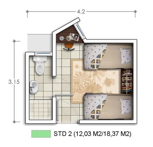 foto denah rumah tipe Aeropolis Residence 2 - STD 2 perumahan APARTEMENT AEROPOLIS