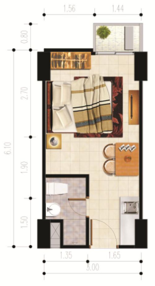 foto denah rumah tipe Studio K perumahan Apartemen Tamansari Panoramic