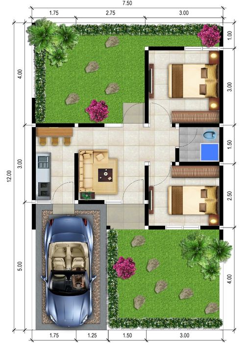 foto denah rumah tipe New Bougenville perumahan The Quality Riverside