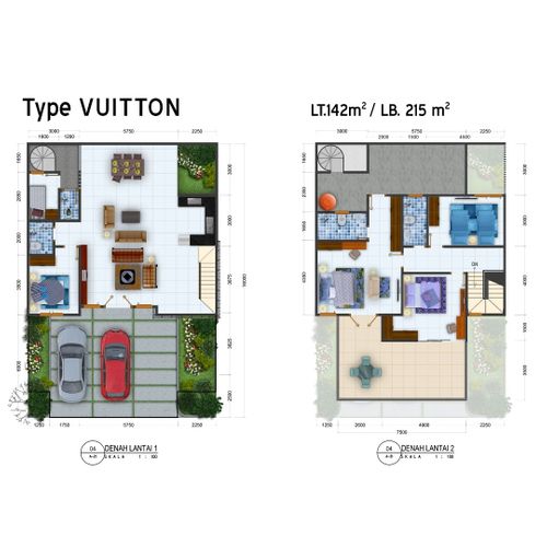 foto denah rumah tipe Vuitton perumahan Givency One Tahap III