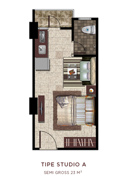 foto denah rumah tipe STUDIO OA perumahan OAK TOWER APARTMENT