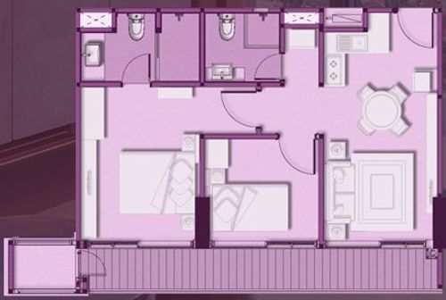 foto denah rumah tipe 2 BEDROOM perumahan THE VERTU APARTMENT, VIELOFT & SKY RESIDENCE