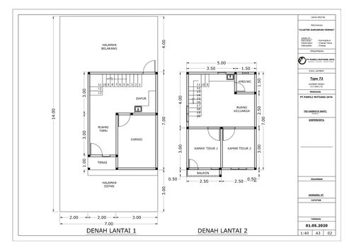 foto denah rumah tipe 72/98 perumahan CLUSTER DARUSMAN PERMAI