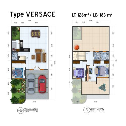 foto denah rumah tipe Versace perumahan Givency One Tahap III