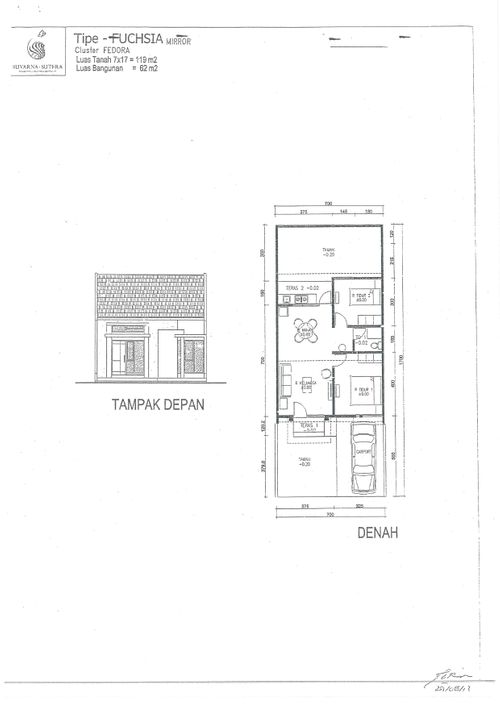 foto denah rumah tipe FUCHSIA perumahan Cluster Fedora, Suvarna Sutera