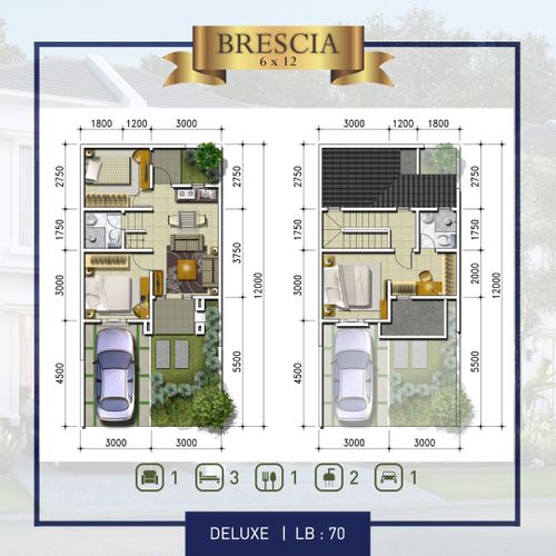 foto denah rumah tipe BRESCIA DELUXE SUDUT perumahan CITRA GARDEN GOWA