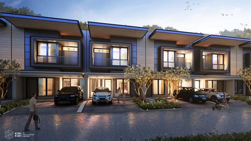 foto tampak rumah tipe Bougenville 160 perumahan Kingspoint Private Residences