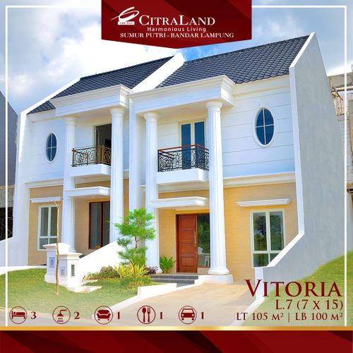 foto tampak rumah tipe VITORIA perumahan CITRALAND BANDAR LAMPUNG