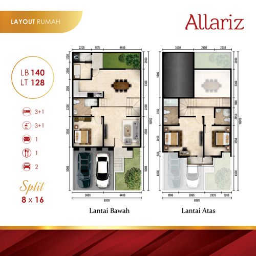 foto denah rumah tipe Allariz Split perumahan CITRALAND BANDAR LAMPUNG