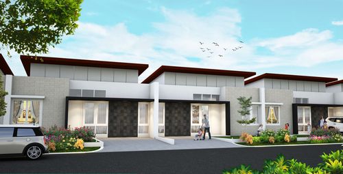 foto tampak rumah tipe SWINLEY perumahan NUSA INDAH RESIDENCE