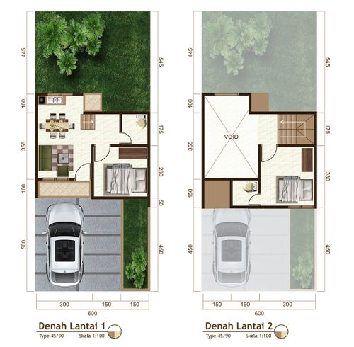 foto denah rumah tipe T45/90 New perumahan Sawangan Residence Ideal