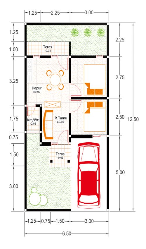 foto denah rumah tipe 37 perumahan BADEAN GRAND CITY