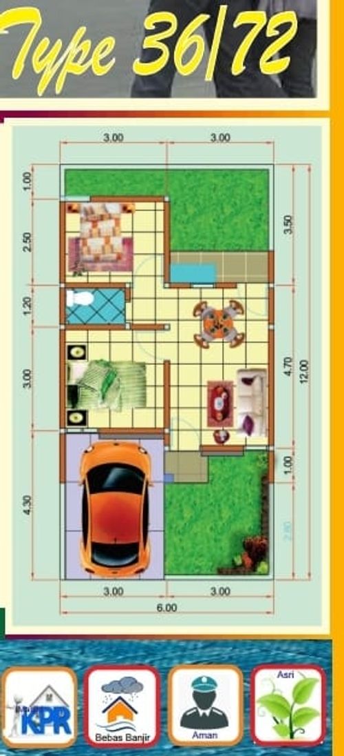 foto denah rumah tipe 36 perumahan PESONA BAROMBONG INDAH