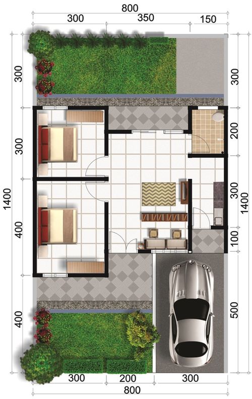 foto denah rumah tipe RS 54 perumahan Perumnas Klipang Green 2