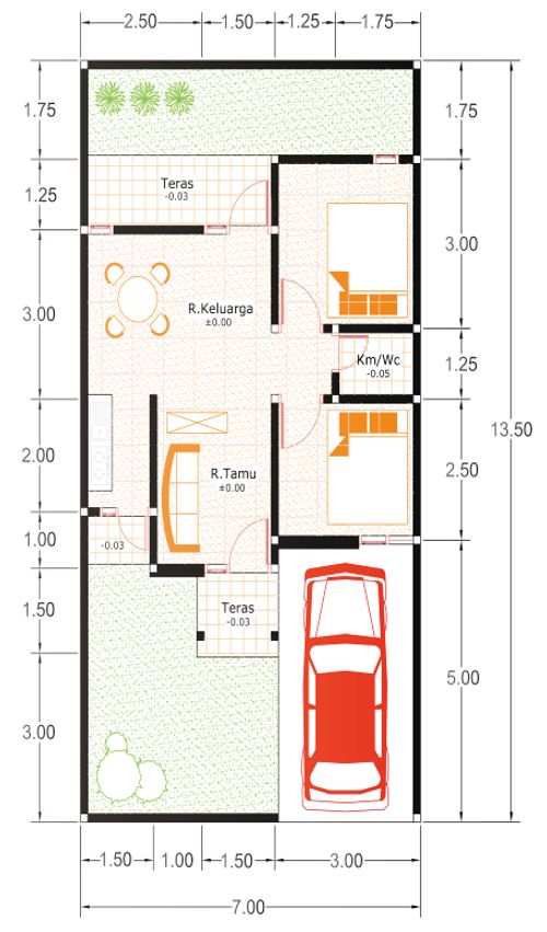 foto denah rumah tipe 46 perumahan BADEAN GRAND CITY