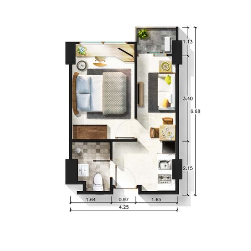 foto denah rumah tipe 1 Bedroom Tower Orchard perumahan APARTEMEN CITRA LIVING