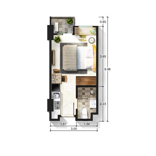 foto denah rumah tipe Studio Tower Lotus perumahan APARTEMEN CITRA LIVING