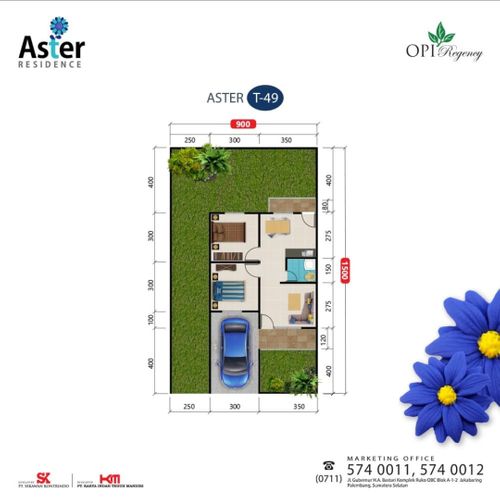 foto denah rumah tipe Aster 49 perumahan OPI REGENCY 3