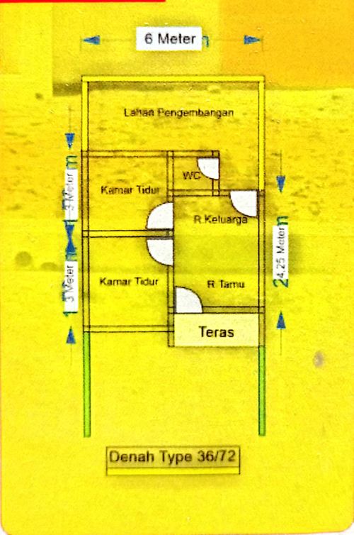 foto denah rumah tipe 36/72 perumahan Griya Surya Regency