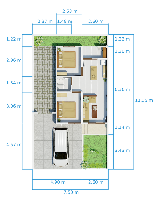 foto denah rumah tipe Silver Cluster perumahan Dinaya Garden City