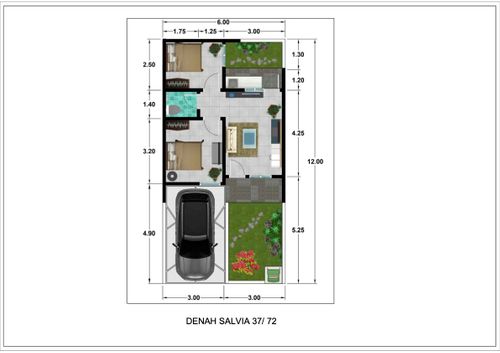 foto denah rumah tipe SALVIA37 perumahan METLAND CIBITUNG - CLUSTER SALVIA