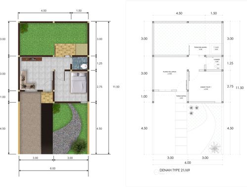 foto denah rumah tipe 22/72 perumahan Gading Tutuka residence