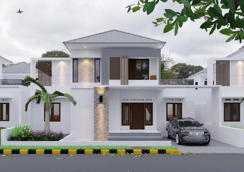 foto tampak rumah tipe Golden Cluster perumahan Dinaya Garden City