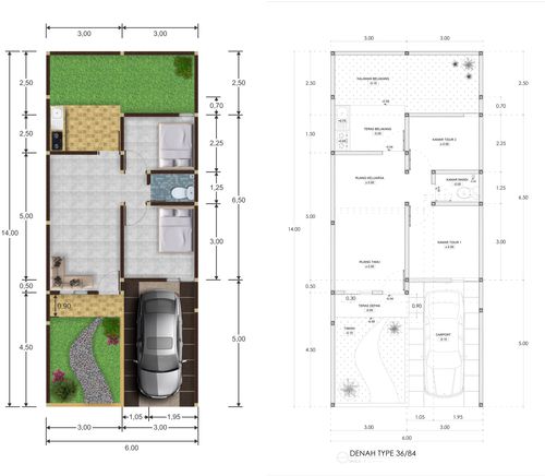 foto denah rumah tipe 36/84 perumahan Gading Tutuka residence