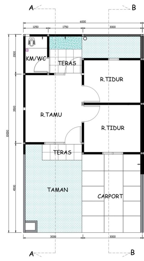 foto denah rumah tipe 28 / 60 perumahan GREEN HARMONY WARAKAS