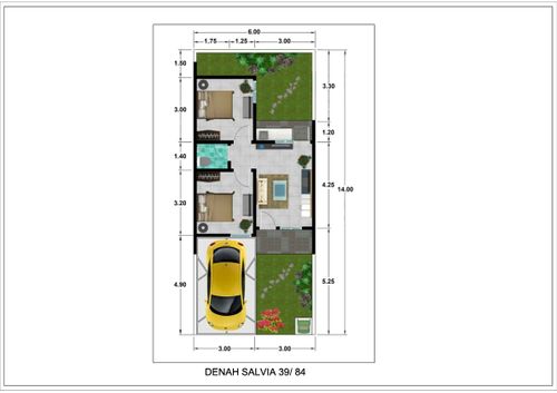 foto denah rumah tipe SALVIA39 perumahan METLAND CIBITUNG - CLUSTER SALVIA