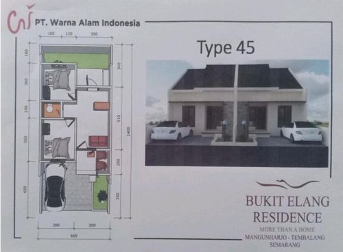 foto denah rumah tipe 45 perumahan BUKIT ELANG RESIDENCE CLUSTER WALLACE
