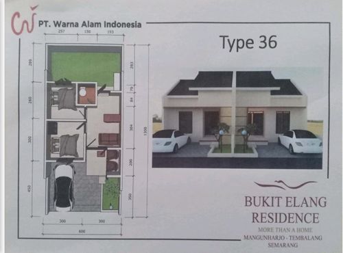 foto denah rumah tipe 36 khusus perumahan BUKIT ELANG RESIDENCE CLUSTER WALLACE