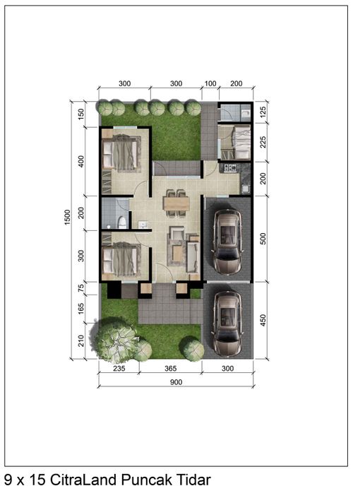 foto denah rumah tipe AMETRINE perumahan CitraLand Puncak Tidar Malang