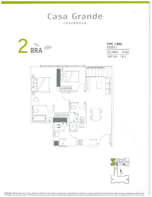 foto denah rumah tipe Angelo 2BR A perumahan Casa Grande Residence