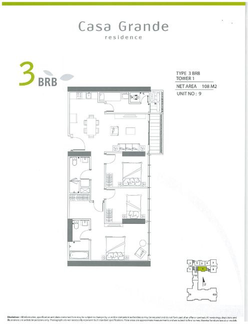 foto denah rumah tipe Angelo 3BR B perumahan Casa Grande Residence