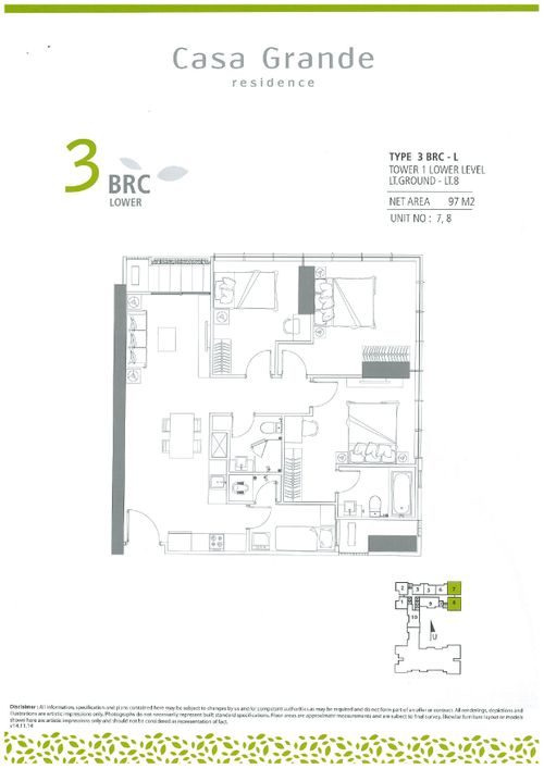foto denah rumah tipe Bella 3BR C3 perumahan Casa Grande Residence