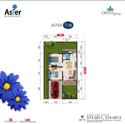foto denah rumah tipe Aster 36 perumahan OPI REGENCY 3