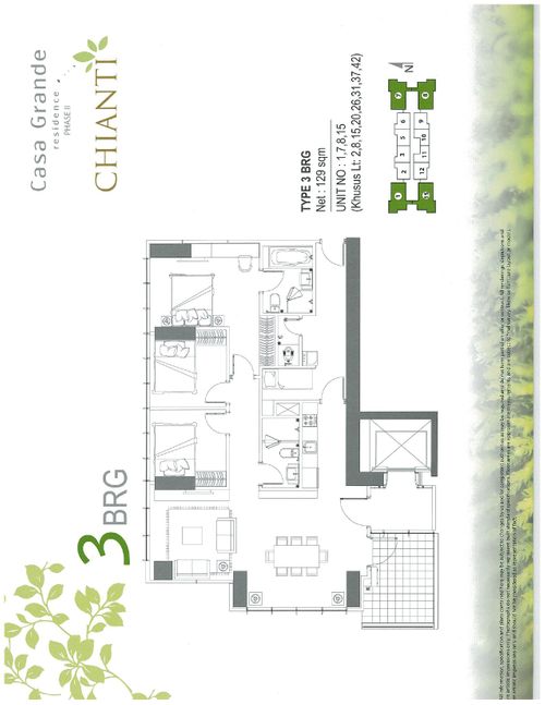 foto denah rumah tipe Chianti 3BR F+G perumahan Casa Grande Residence